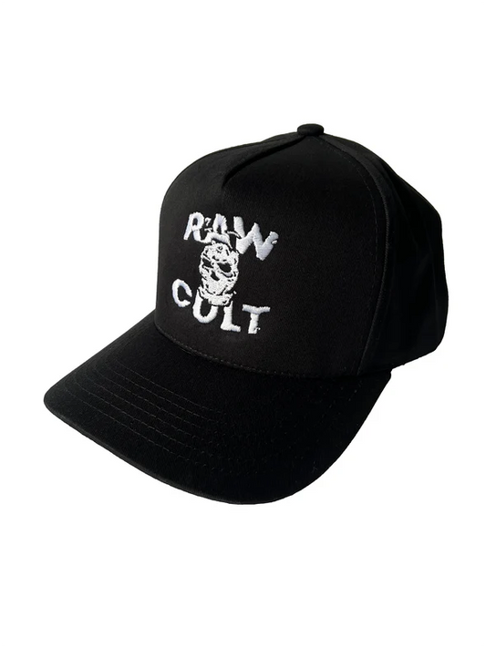 Raw Cult - Embroidered Mask CULT Cap - White on Black